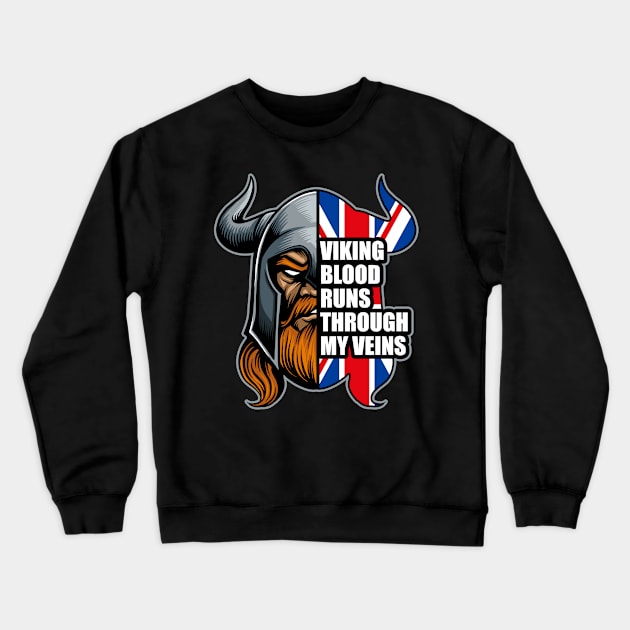 British Viking Warrior Culture UK Flag Valhalla Crewneck Sweatshirt by RadStar